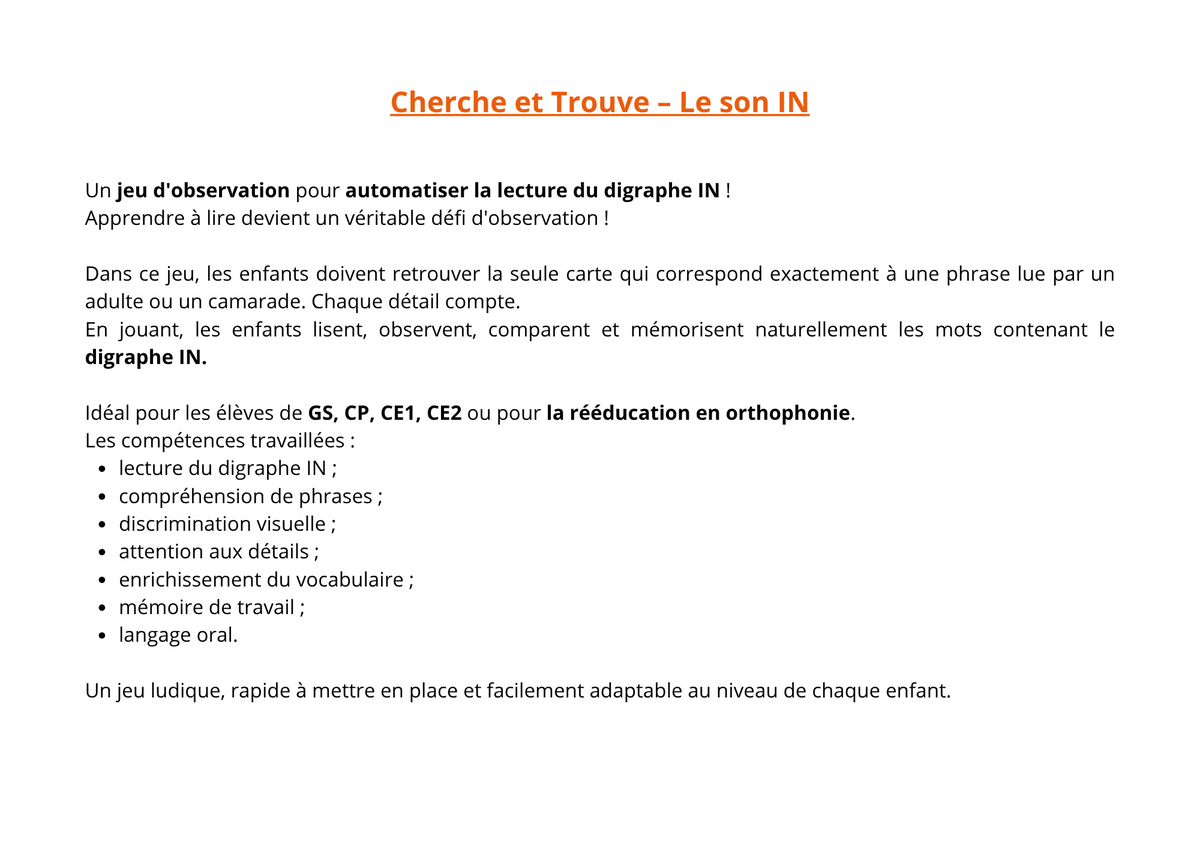 CHERCHE ET TROUVE: LE DIGRAPHE IN