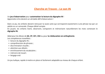 CHERCHE ET TROUVE: LE DIGRAPHE IN