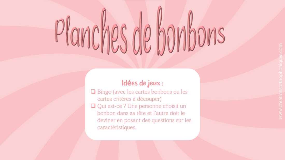 Jeu pour travailler les critÃ¨res, le vocabulaire descriptif, sur le thÃ¨me des bonbons