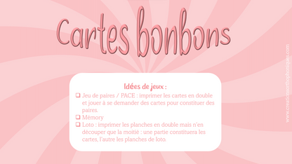 Jeu pour travailler les critÃ¨res, le vocabulaire descriptif, sur le thÃ¨me des bonbons