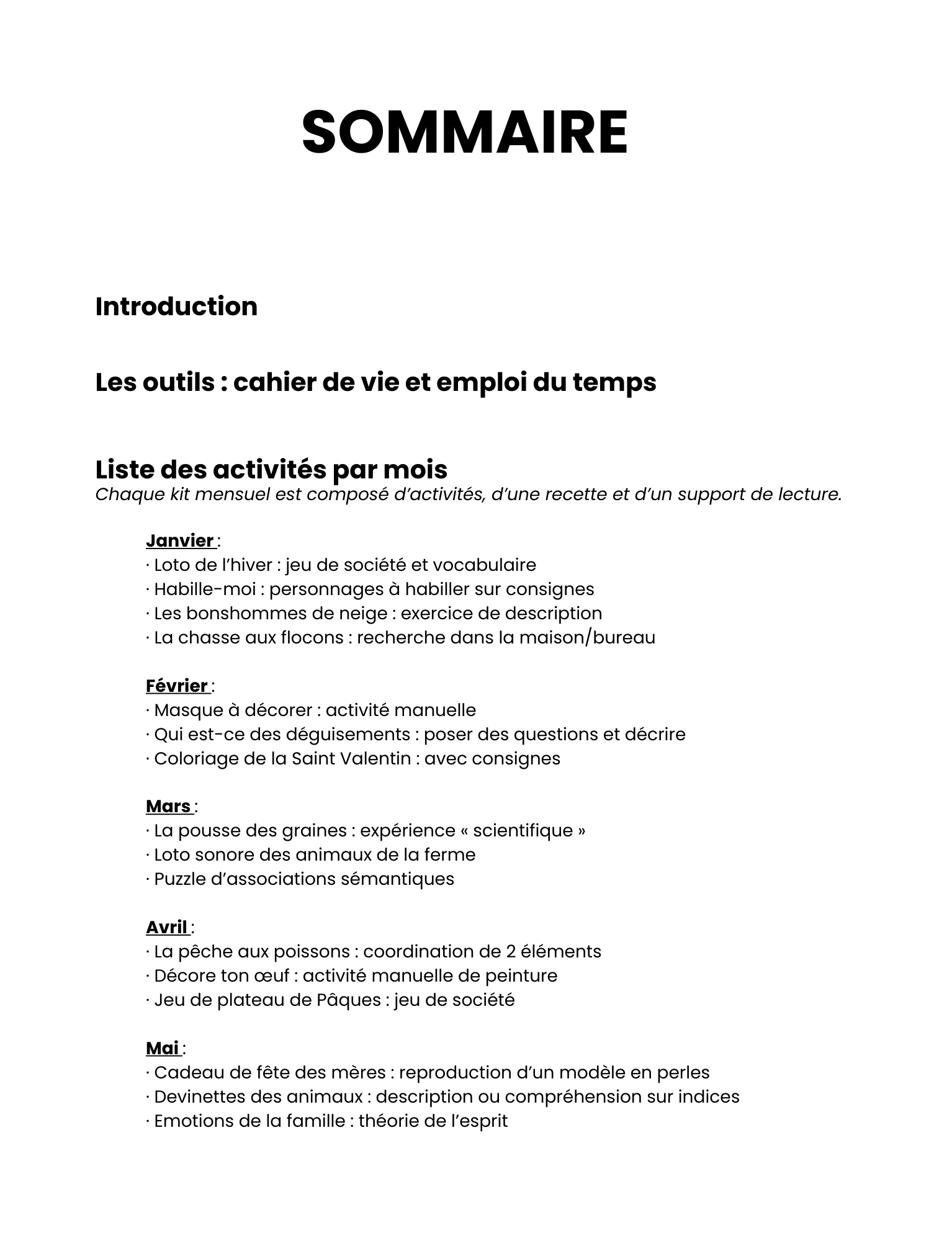 Une année de CAA - 12 kits pour communiquer, jouer et partager au fil des saisons