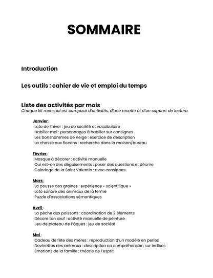 Une année de CAA - 12 kits pour communiquer, jouer et partager au fil des saisons