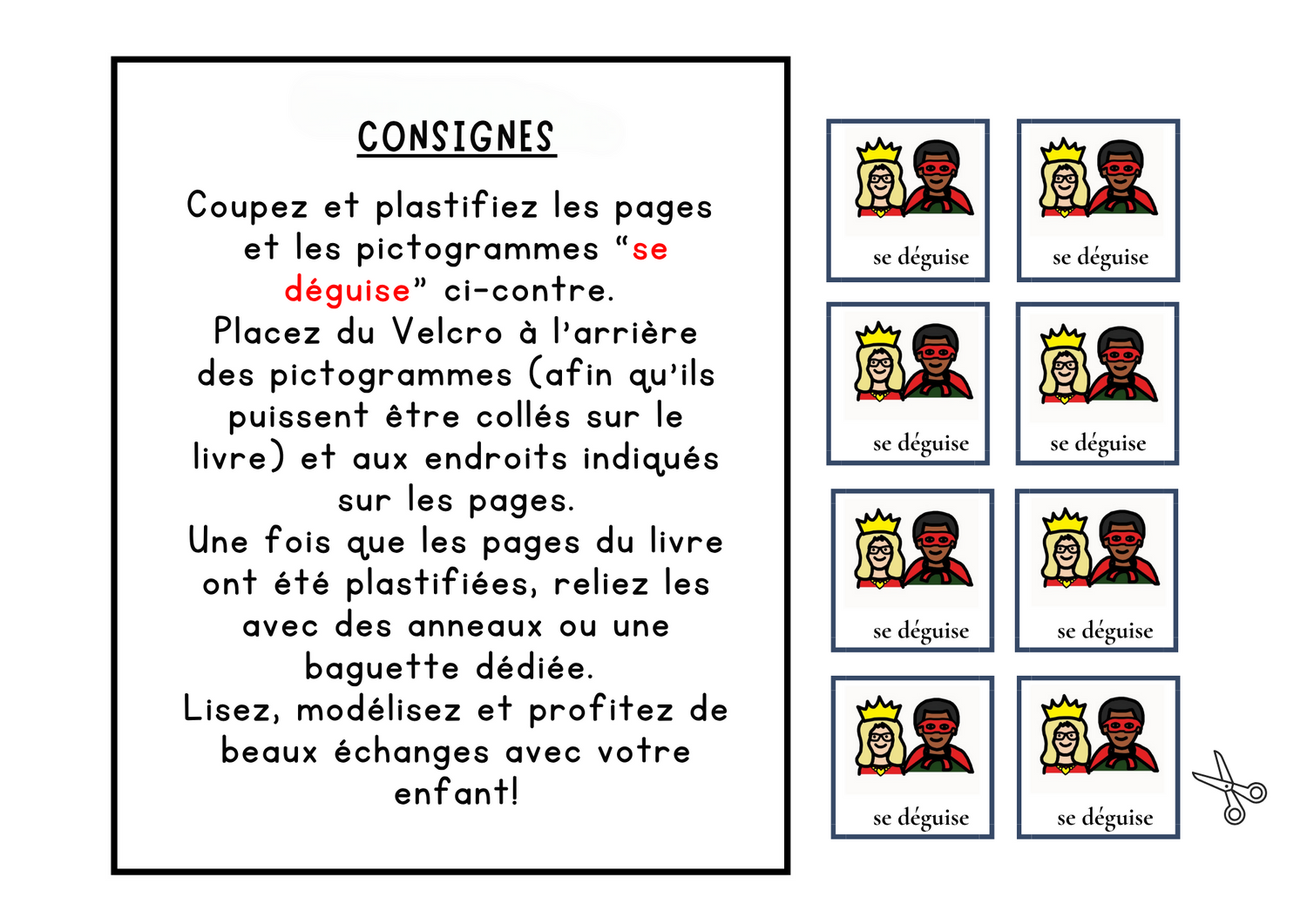 Livre Adapté en CAA, Verbe &quot;se déguise&quot; Thème Halloween