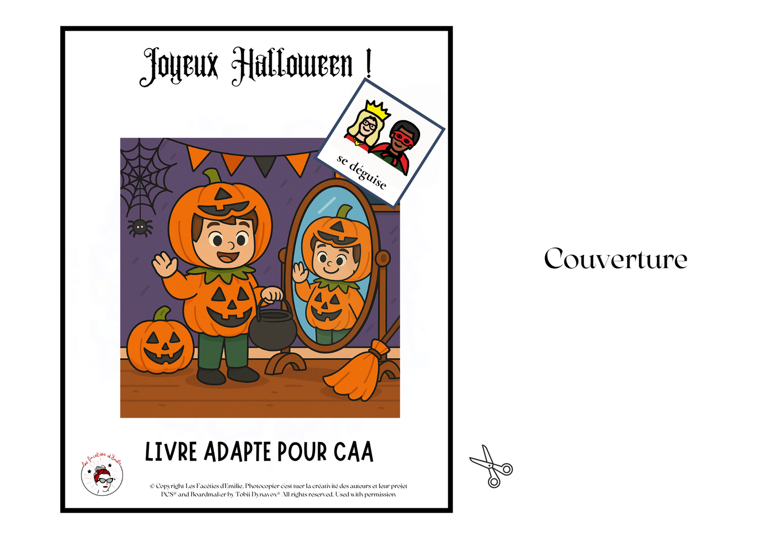 Livre Adapté en CAA, Verbe &quot;se déguise&quot; Thème Halloween
