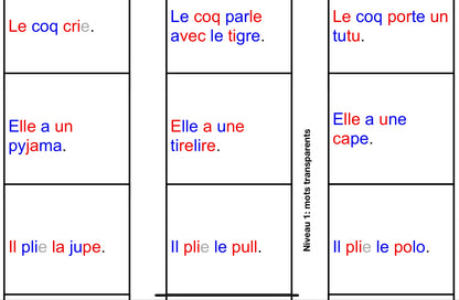 Mes premières phrases - 4 niveaux (Mots transparents, digraphes &amp; règles contextuelles, trigraphes, graphies complexes)