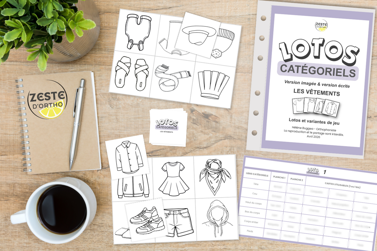 Lotos catégoriels "Les vêtements" (version imagée &amp; version écrite)