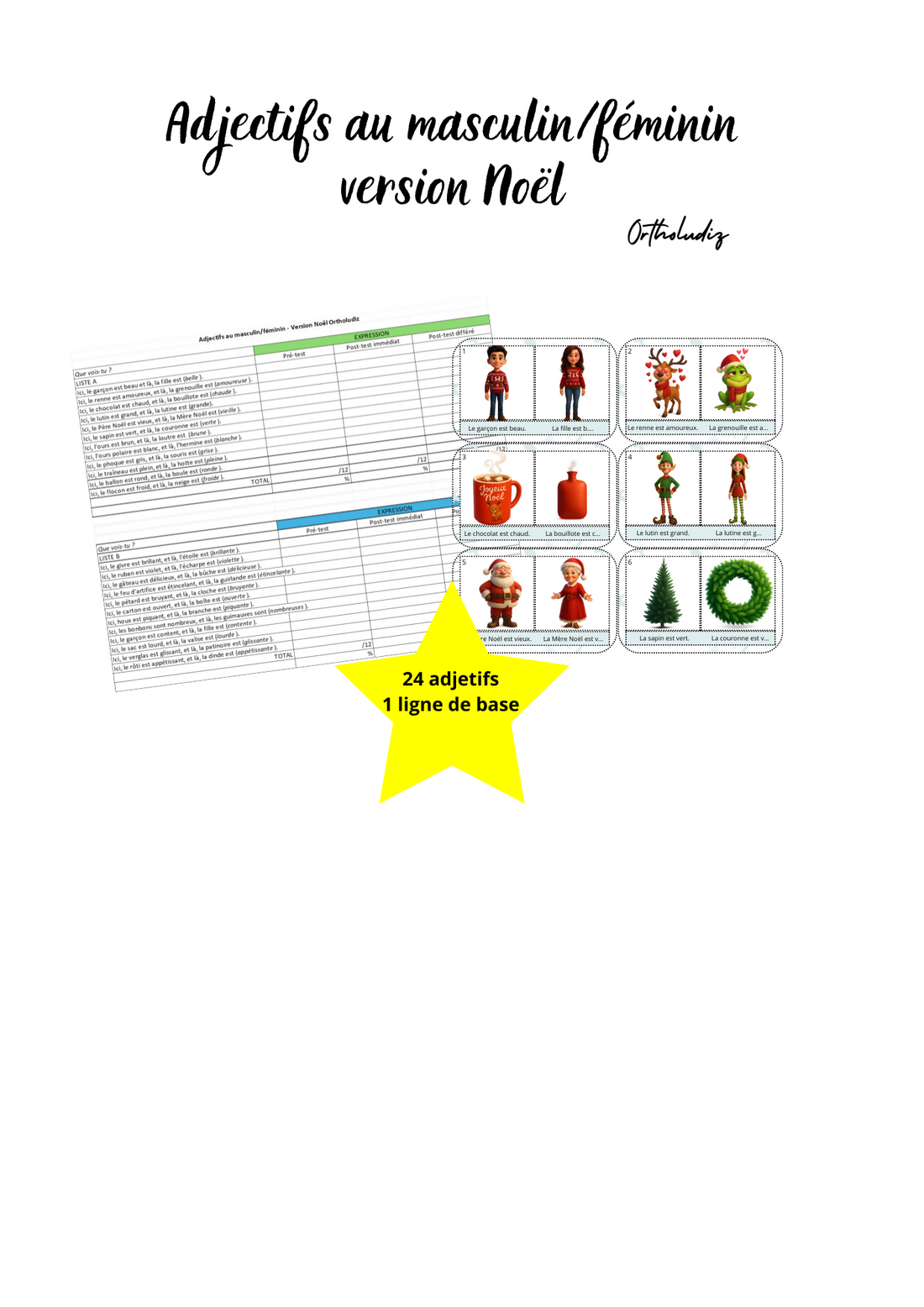 Adjectifs au masculin/féminin version Noël