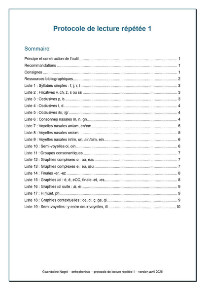Protocole de lecture répétée 1