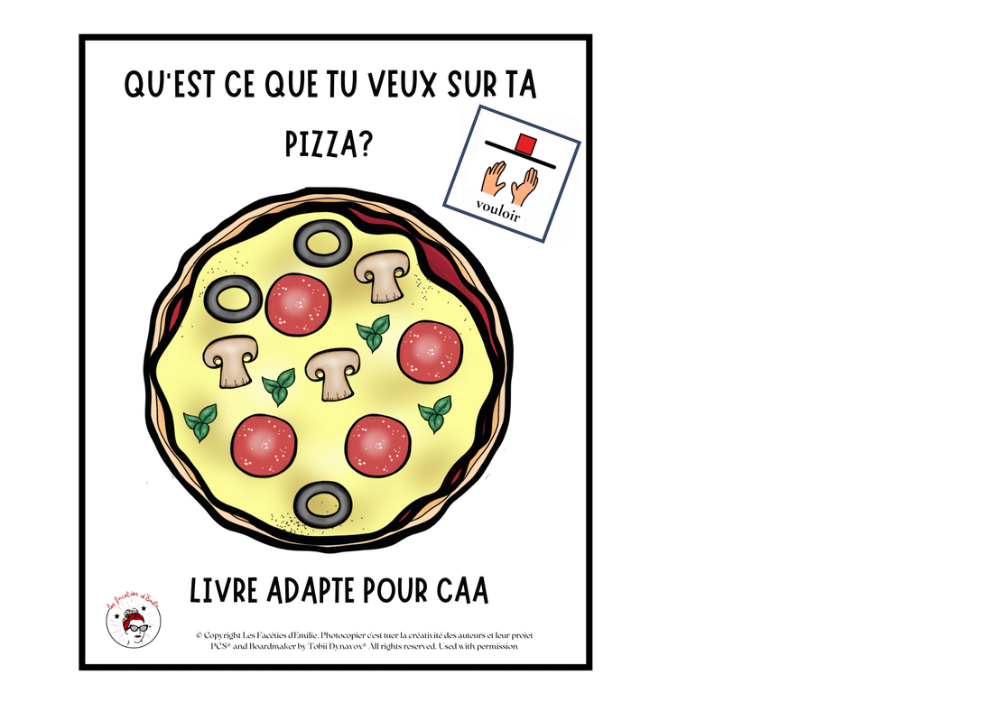 &quot;Sur ma pizza&quot;, livre adapté en CAA