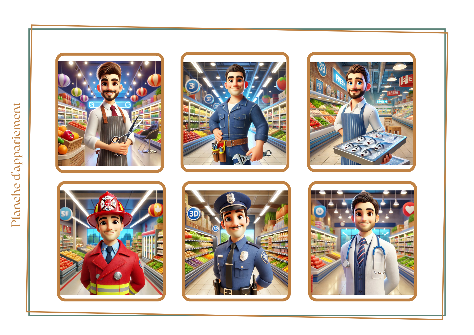 Ensemble de loto et mémory pour travailler les questions &quot;Qui?&quot; et &quot;Où?&quot;