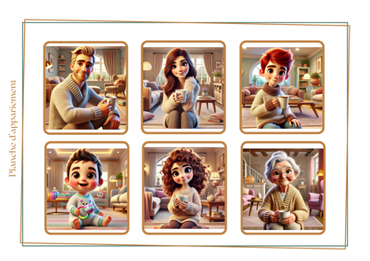 Ensemble de loto et mémory pour travailler les questions &quot;Qui?&quot; et &quot;Où?&quot;