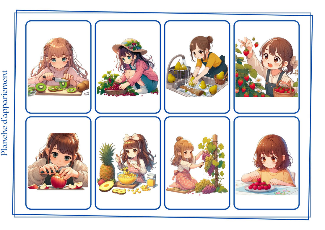 Loto et Mémory des actions courantes sur le thème des Fruits