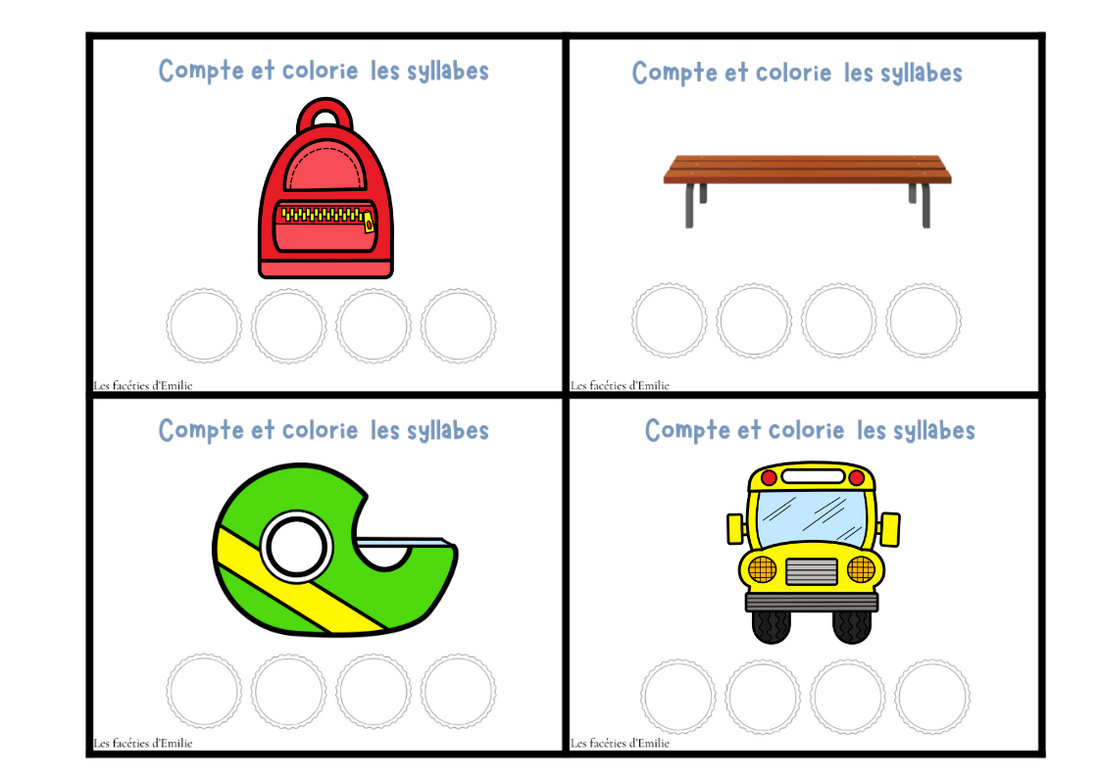 Phonologie : Task Box Compter et Colorier les Syllabes