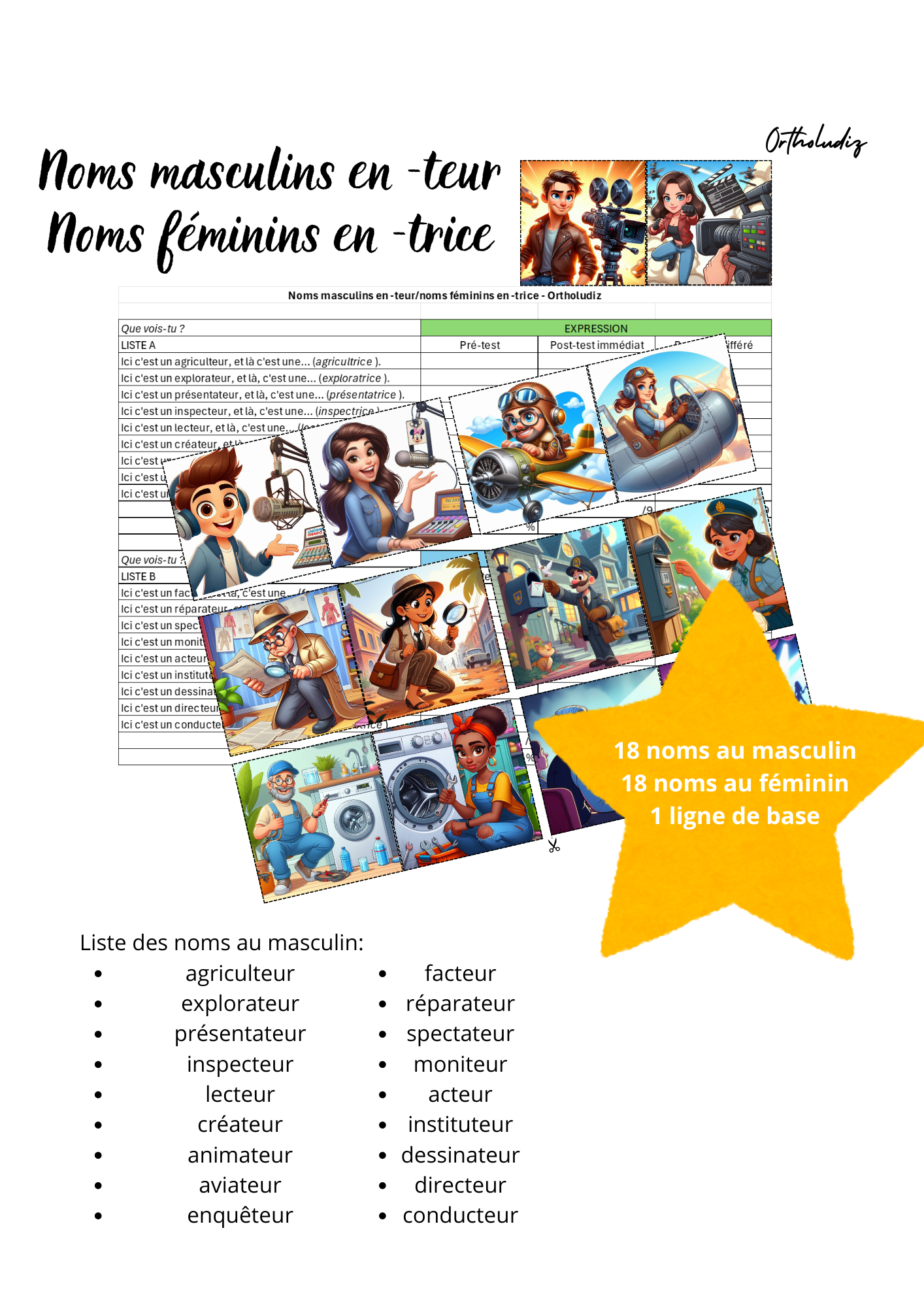 Noms masculins en -teur/noms féminins en -trice
