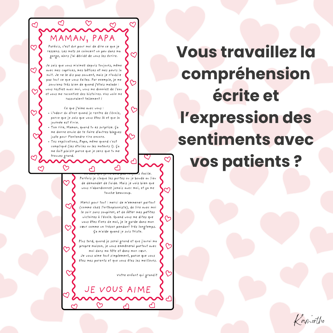 Lettre "Papa, maman, je vous aime"