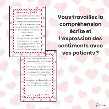 Lettre "Papa, maman, je vous aime"