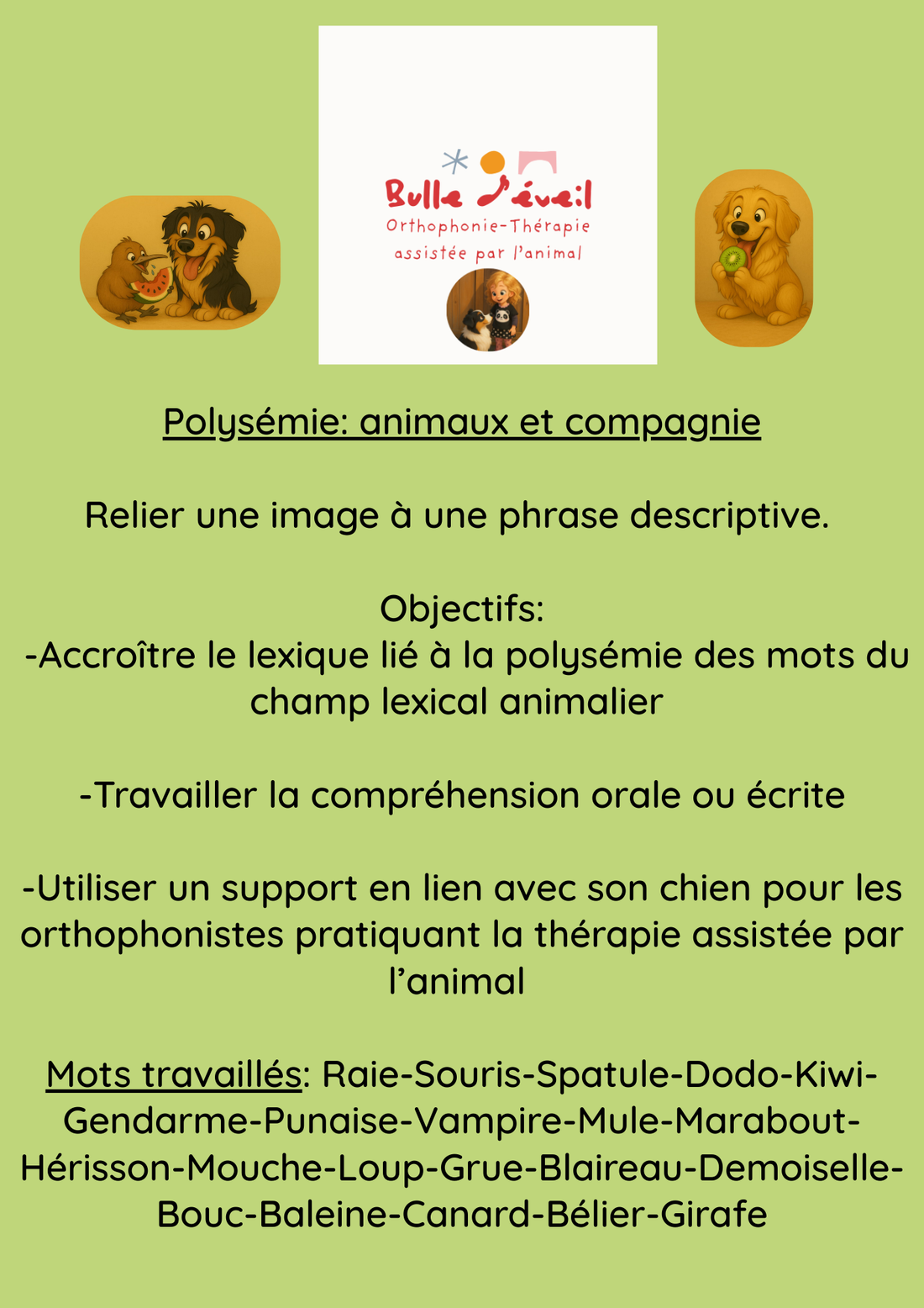 Polysémie: animaux et compagnie version Berger Australien. Relier une image à une phrase.