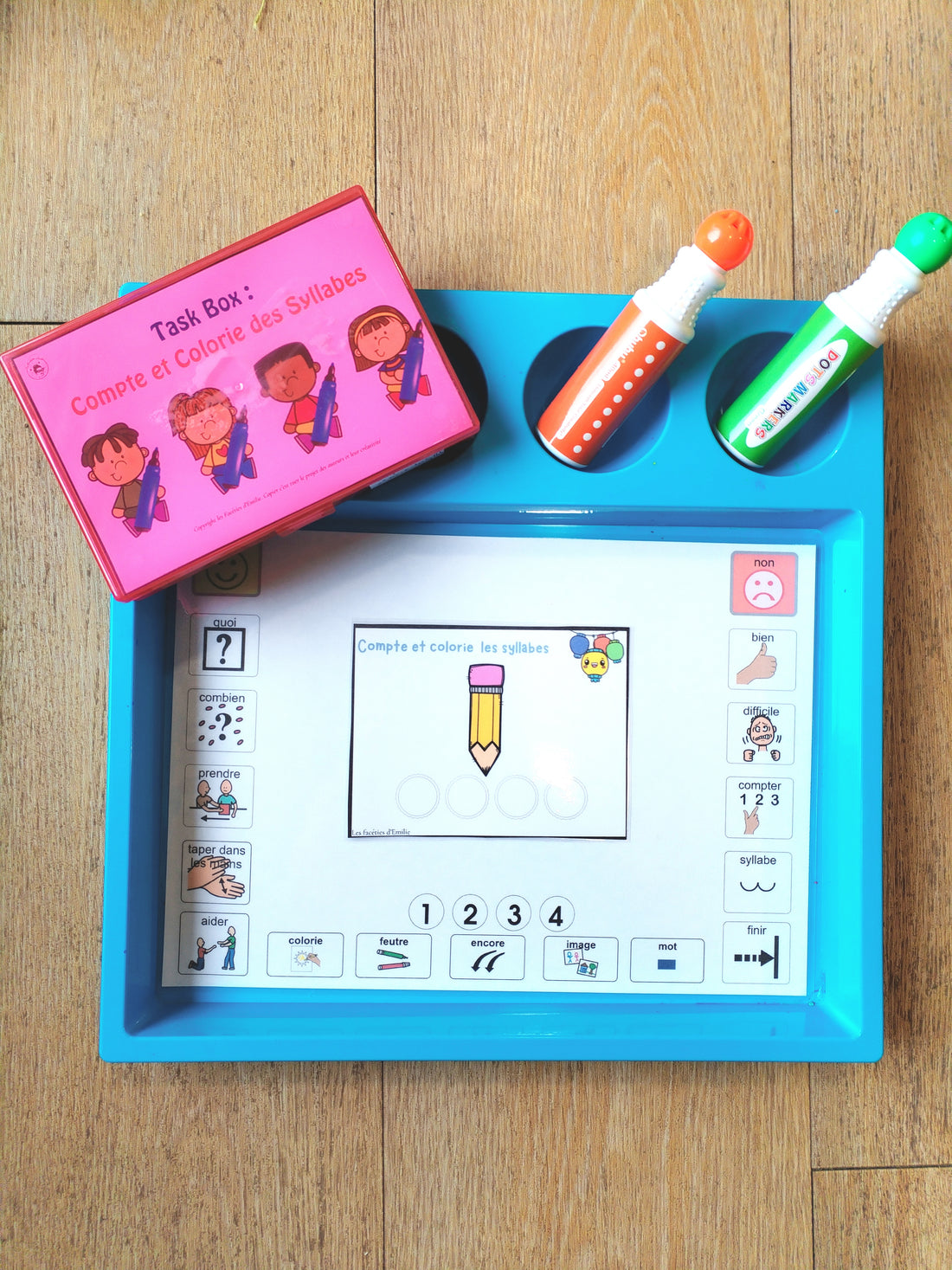 Phonologie : Task Box Compter et Colorier les Syllabes