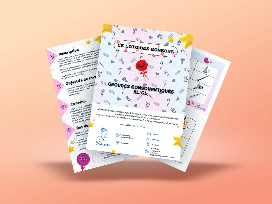 Le loto des bonbons - Groupes consonantiques KL/GL (PDF)