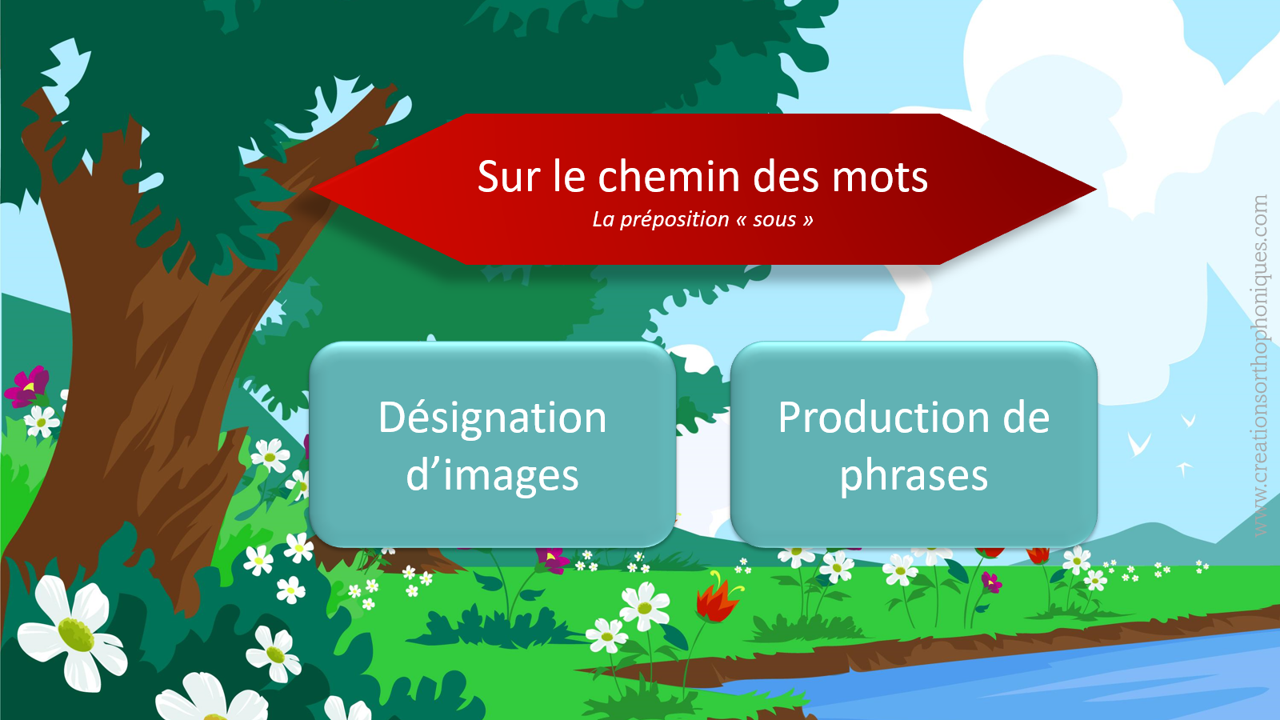 Boîte de Sur le chemin des mots - Préposition spatiale "Sous"