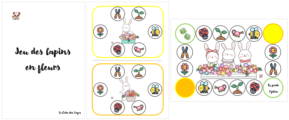 Jeu des lapins en fleurs