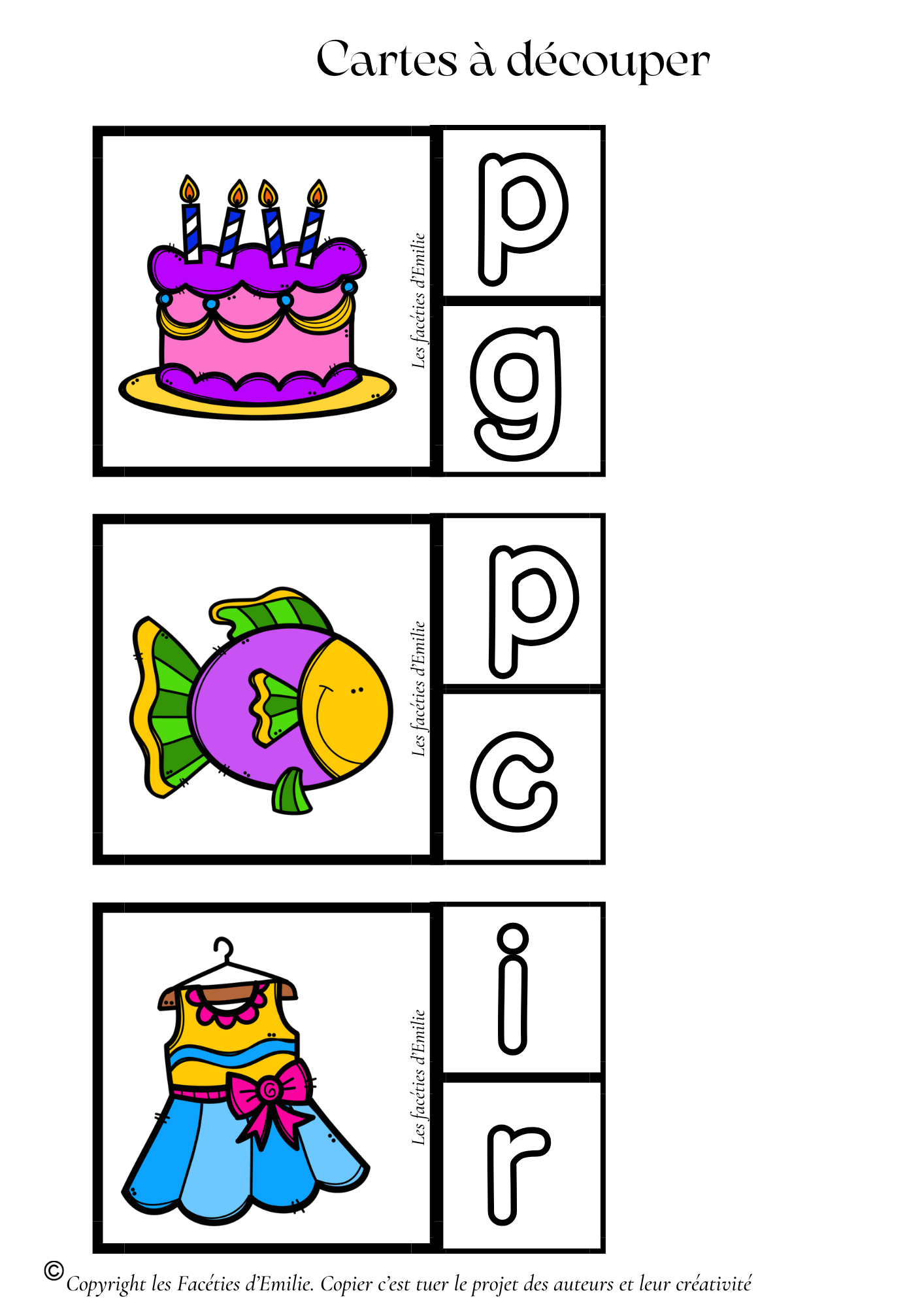 Carte à pince discrimination du son initial