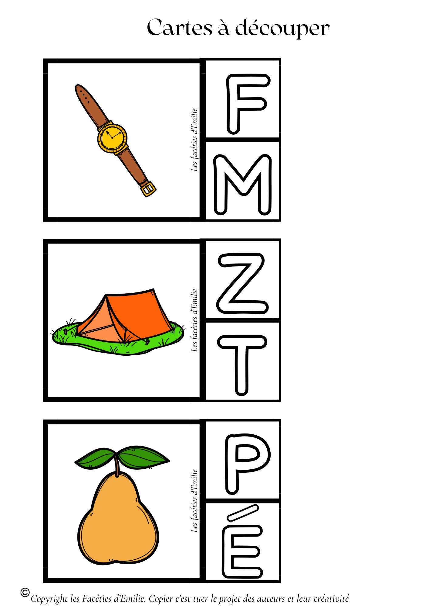 Carte à pince discrimination du son initial