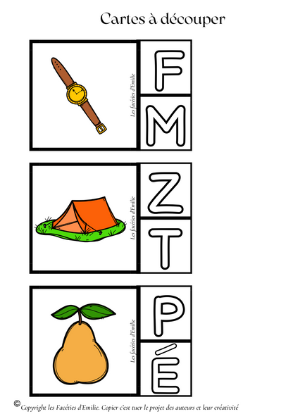 Carte à pince discrimination du son initial