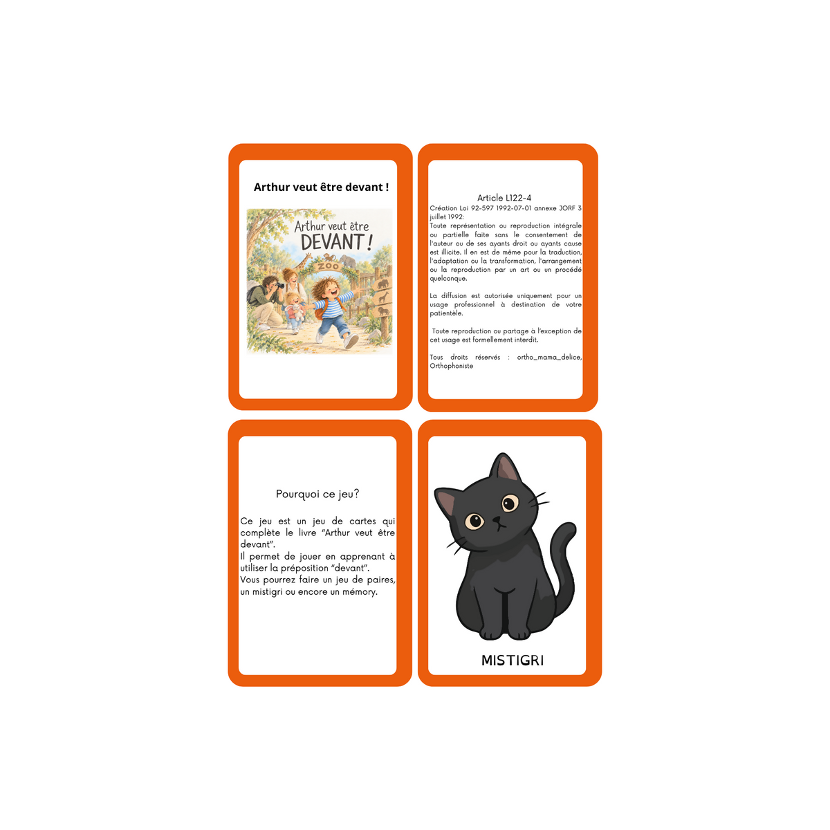 Arthur veut être devant! Le livre et les jeux de cartes mesure 1 et 2