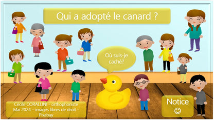 Qui a adopté le canard? (jeu de cache)