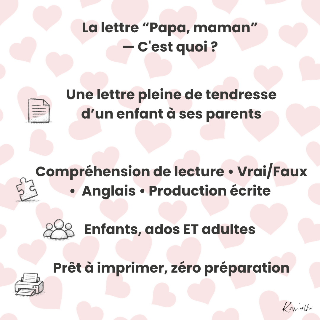 Lettre "Papa, maman, je vous aime"