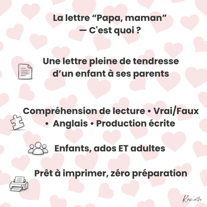 Lettre "Papa, maman, je vous aime"