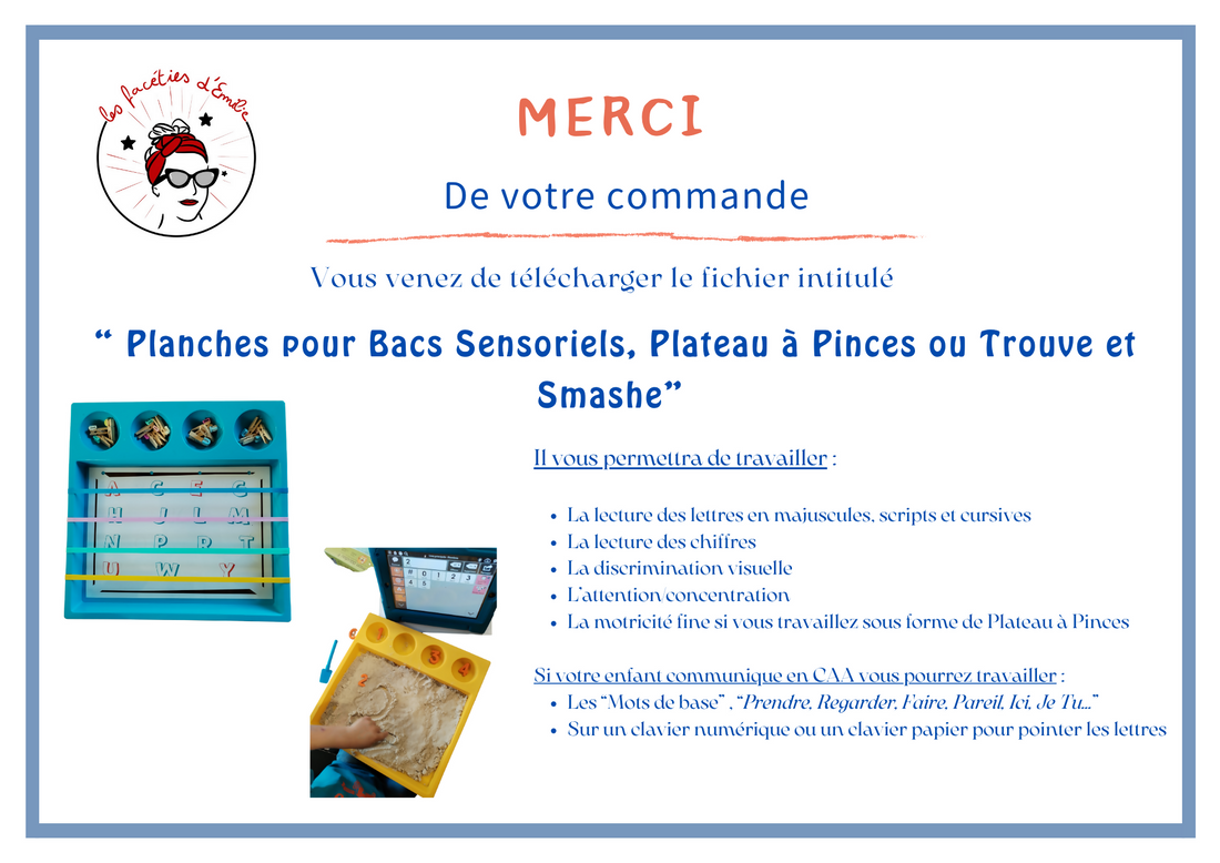 Planches lettres et chiffres pour plateau sensoriel