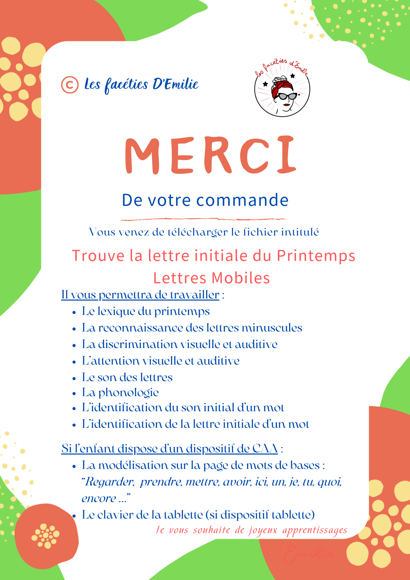 Phonologie Discrimination de la lettre initiale + Sous Main CAA