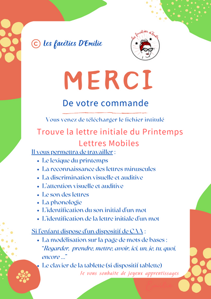 Phonologie Discrimination de la lettre initiale + Sous Main CAA