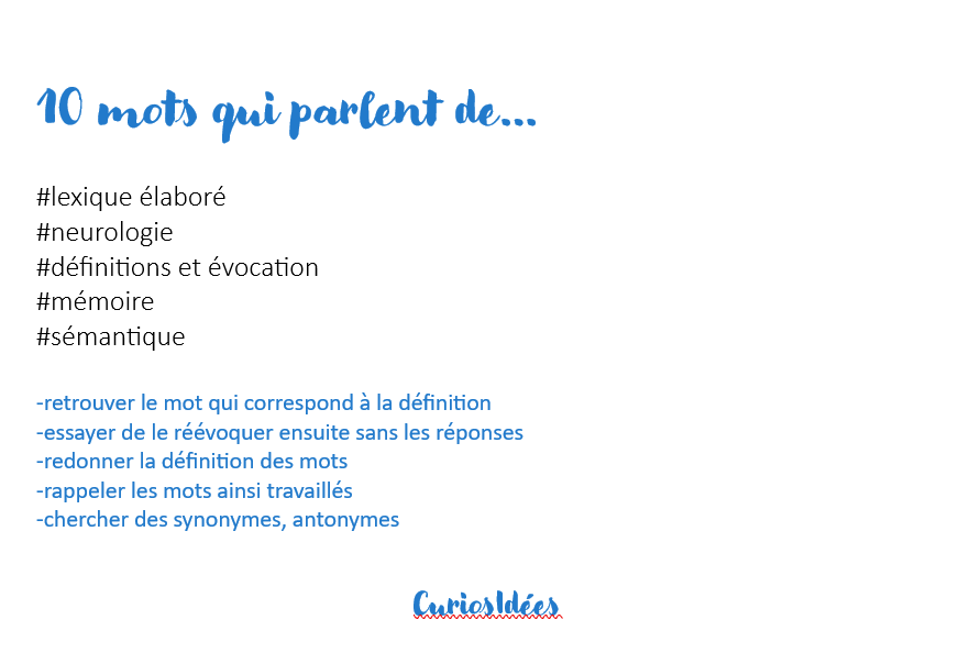 Boîte de 10 mots qui parlent de...