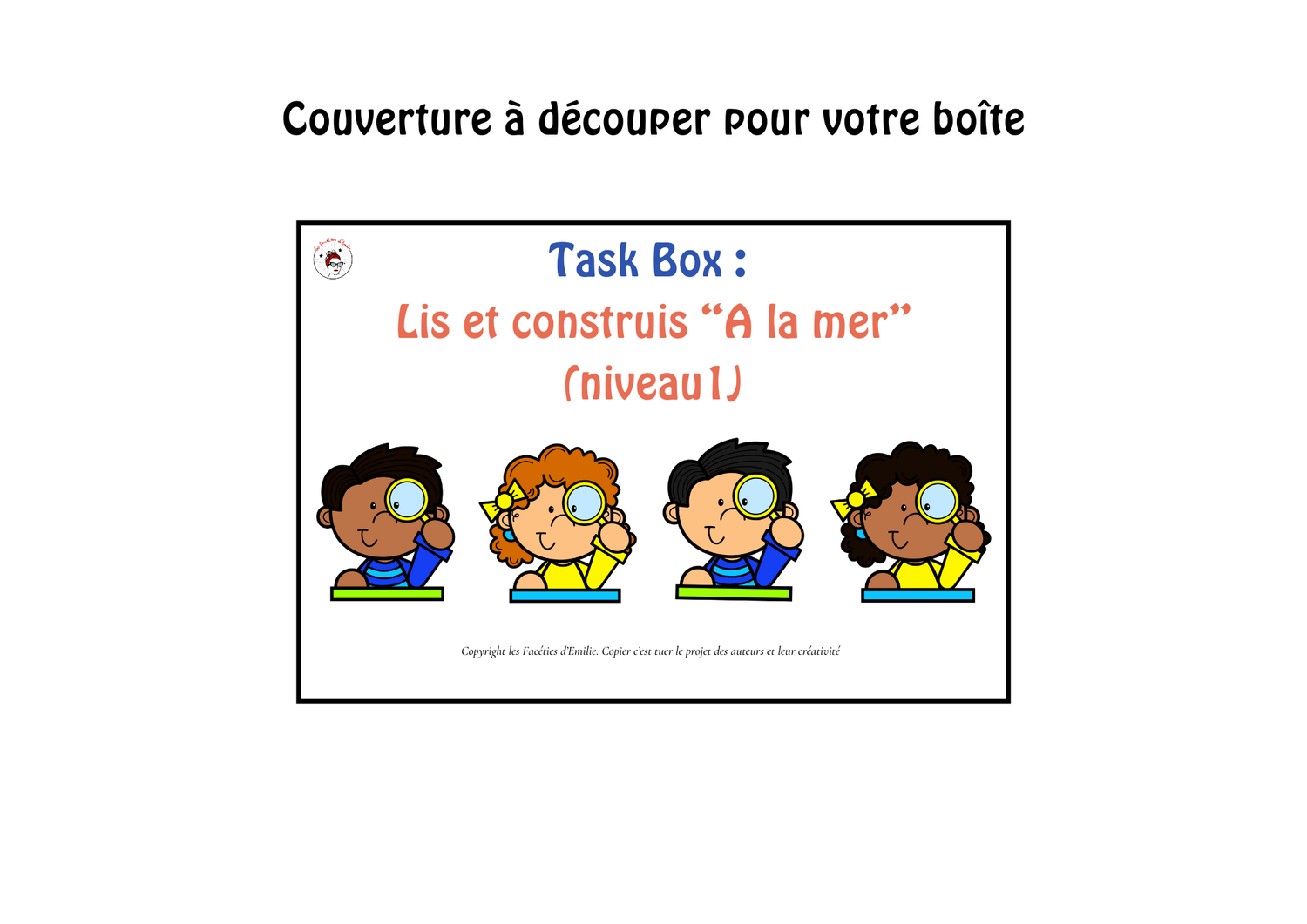 Task Box Lis et Construis &quot;A la Mer&quot; Niveau 1
