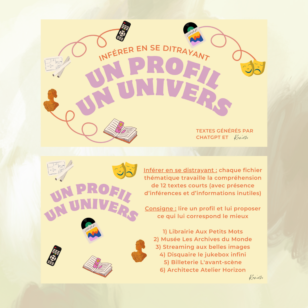 Un profil, un univers - Matériel complet