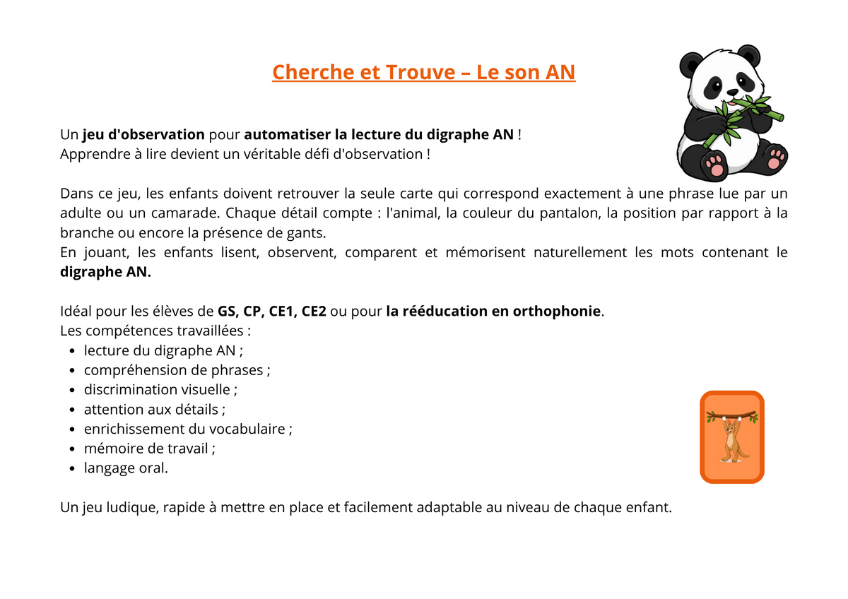 Cherche et trouve. Le digraphe an