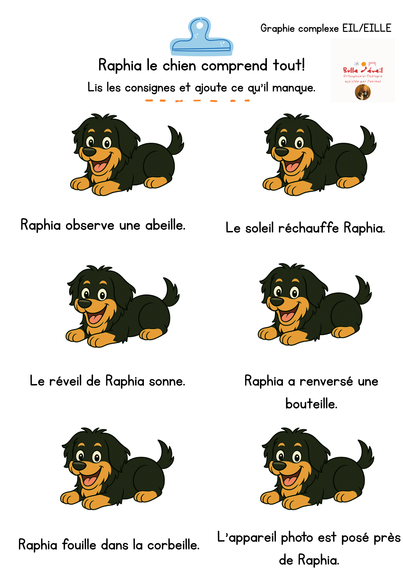 Boîte de Raphia le chien comprend tout!