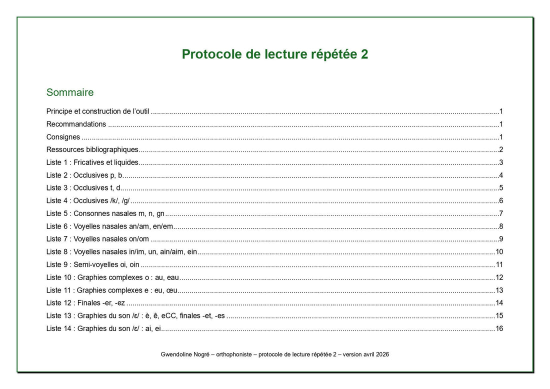 Protocole de lecture répétée 2