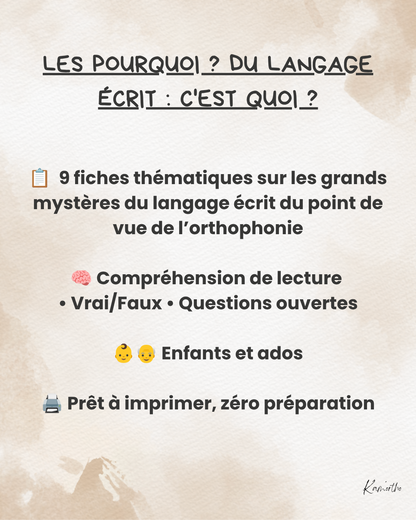 Les Pourquoi ? Du langage écrit