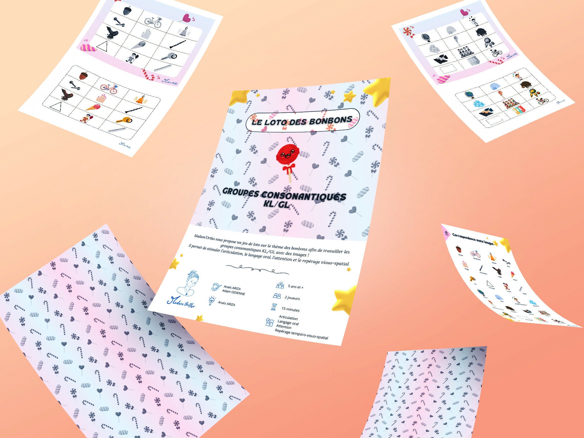 Le loto des bonbons - Groupes consonantiques KL/GL (PDF)