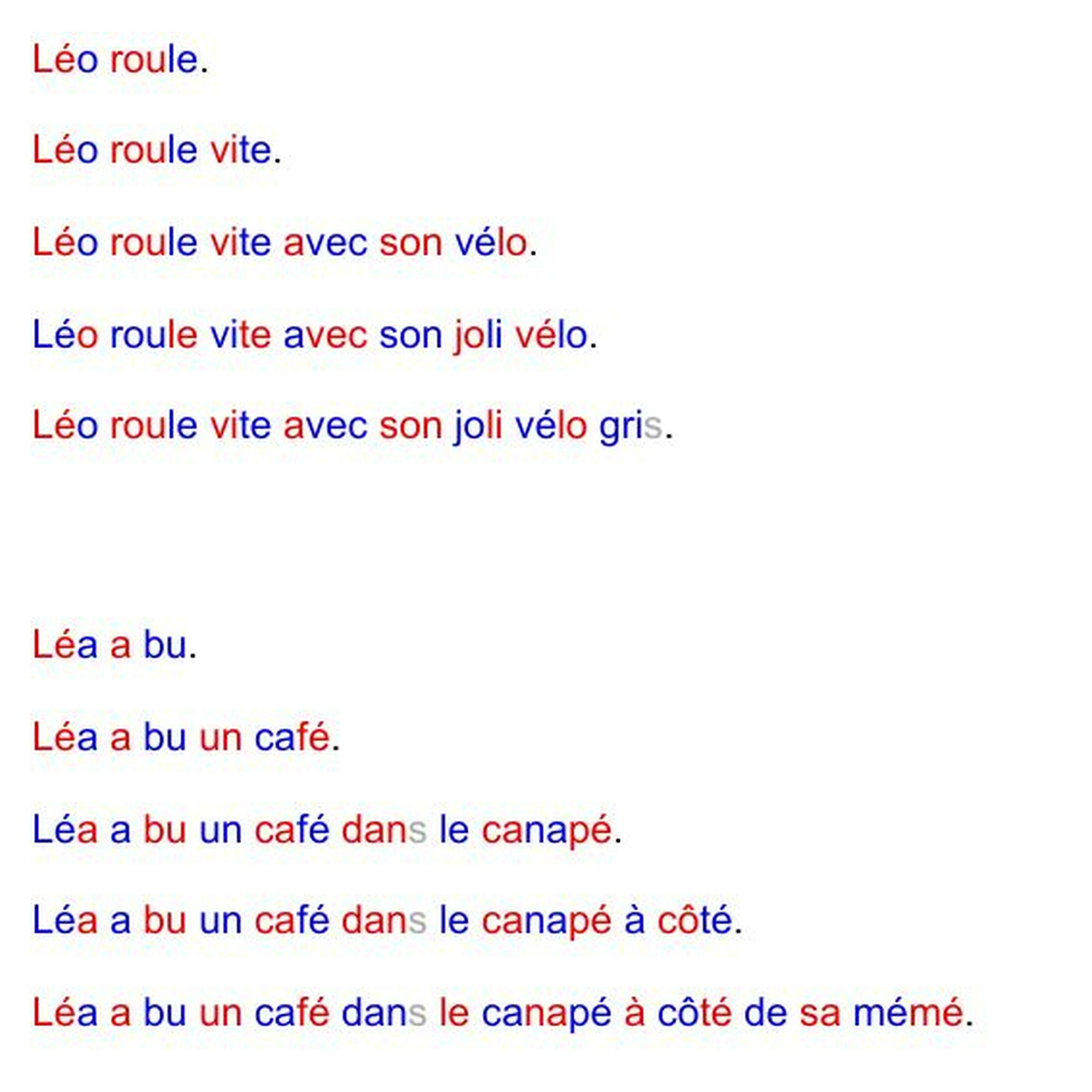 Boîte de Phrases en pyramide - son "é"