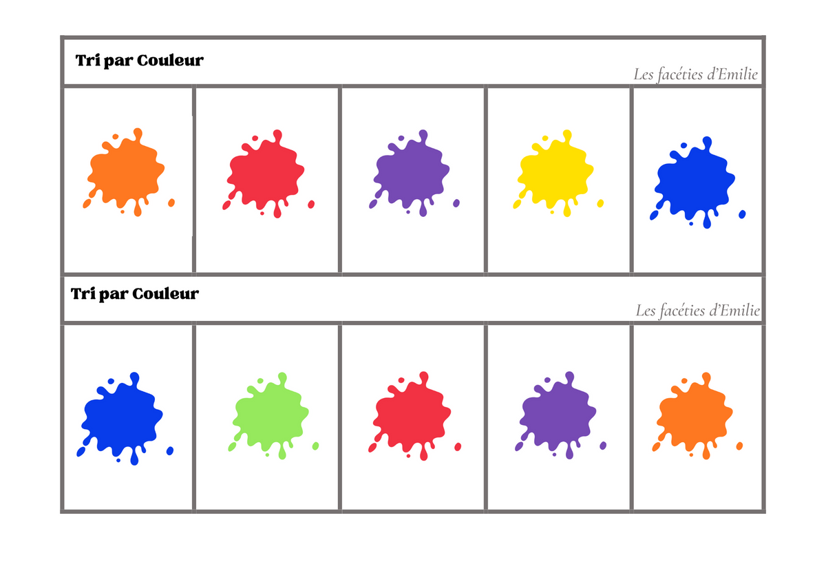 Atelier de tri : couleur, taille et quantité