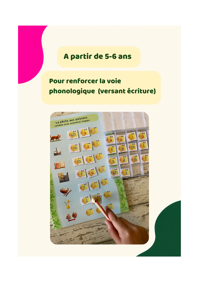 La pêche aux poisSONS - le livret, les poissons aimantés, la boîte et la canne à pêche