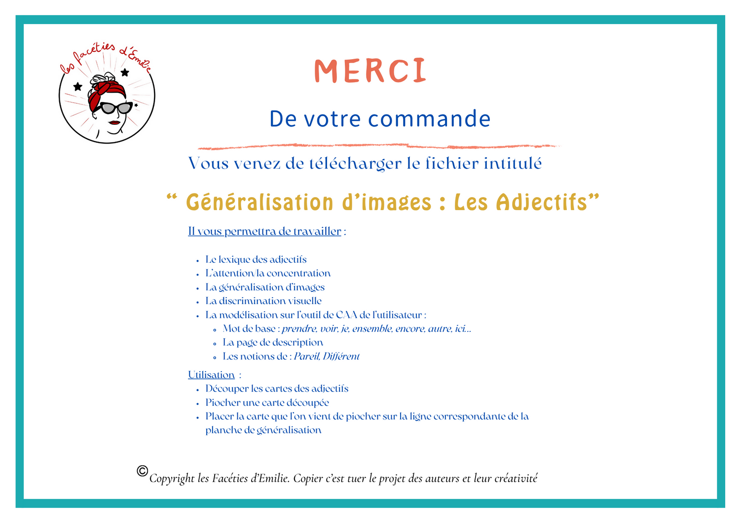 Généralisation d’images : les adjectifs