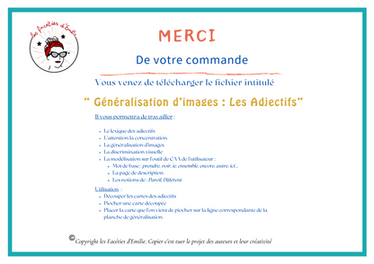 Généralisation d’images : les adjectifs