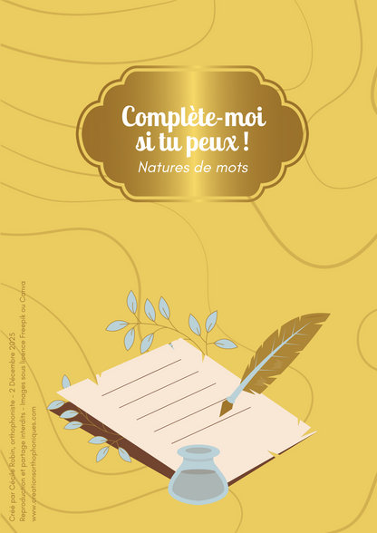PACK 6 supports Orthographe grammaticale